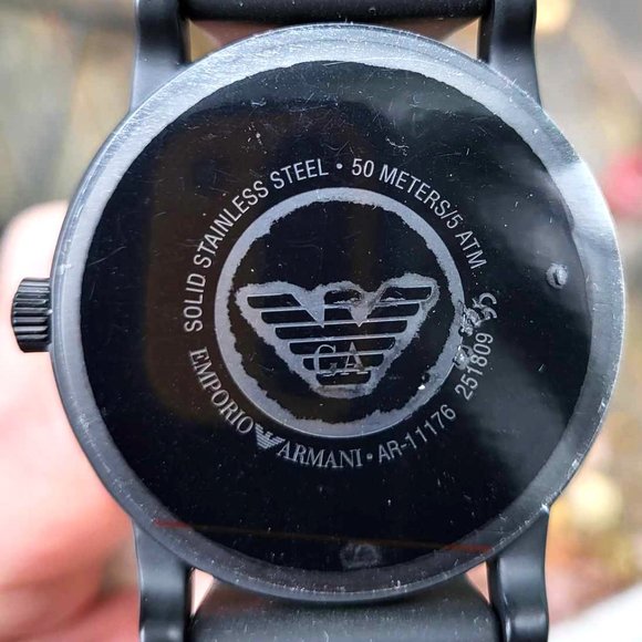 New EMPORIO ARMANI AR11176 Date Black Silicone Men Quartz Watch No Box A… - Picture 7 of 9